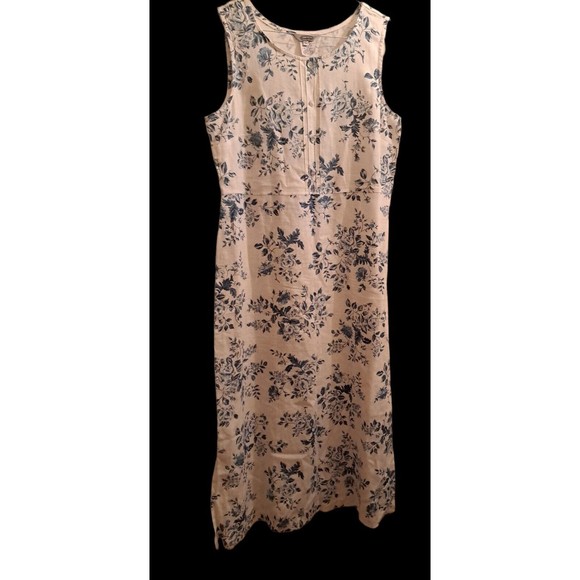 stonebridge Dresses & Skirts - Stonebridge Linen Maxi Sleeveless Dress Empire Waist Blue White